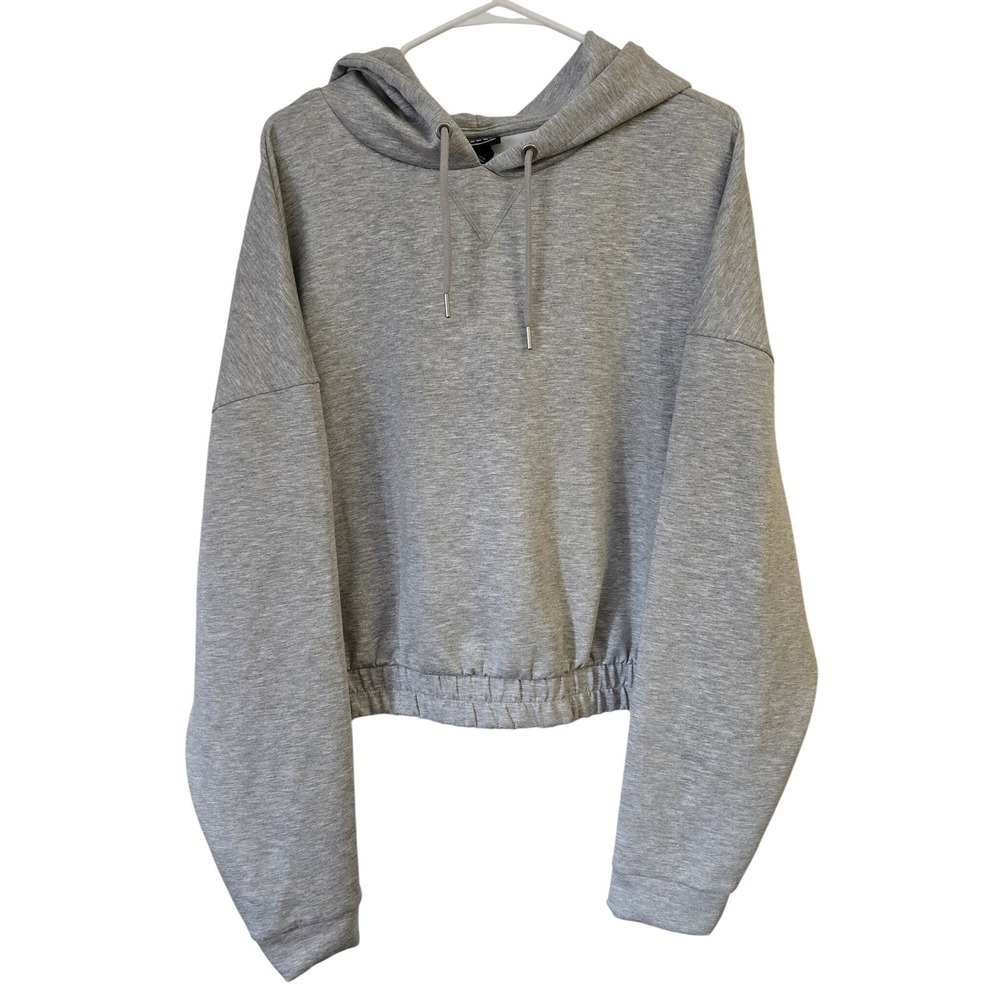 Scoop Women Scuba Pullover Hoodie Heather Grey Cropped XXL 20 NWT